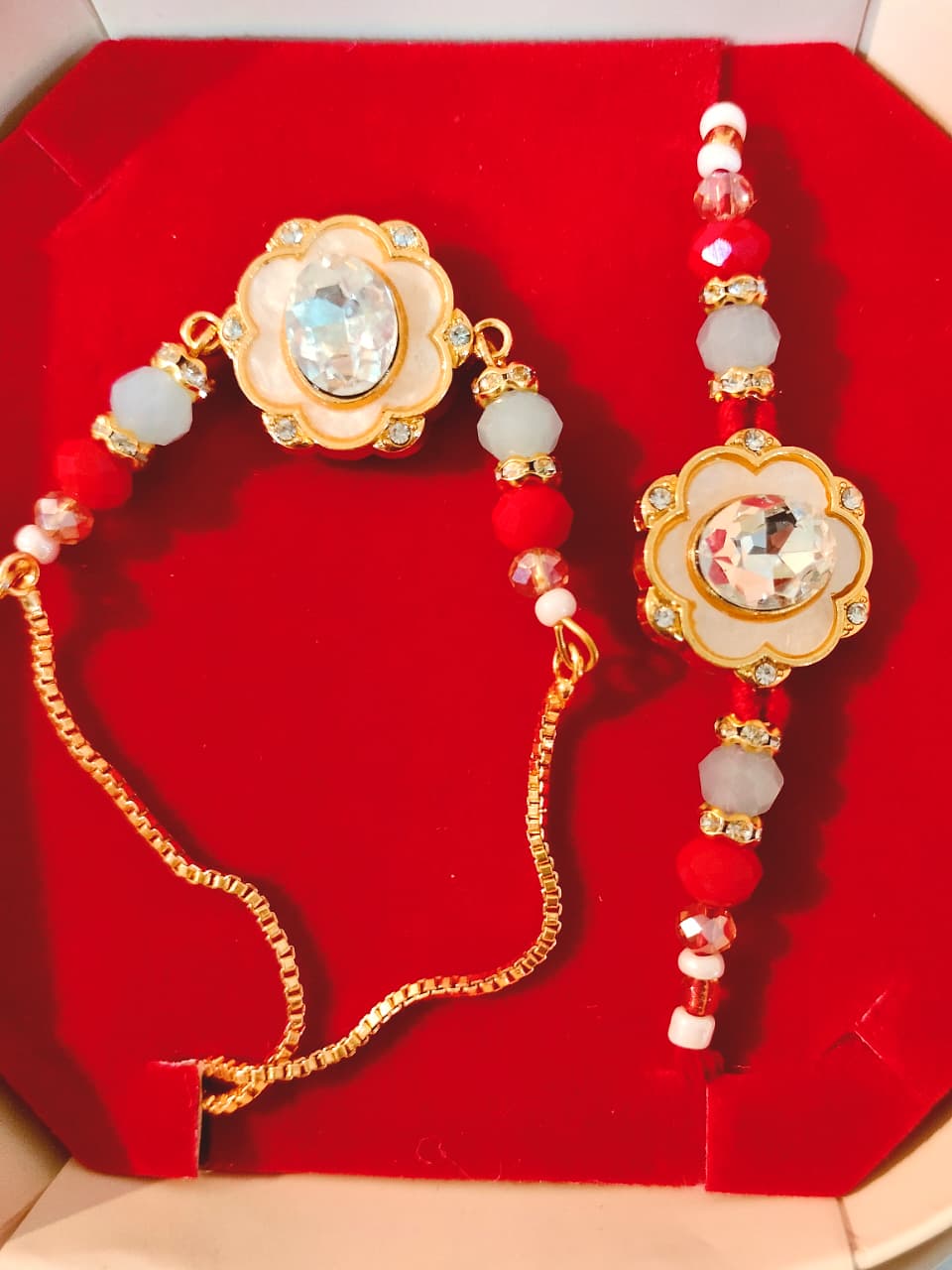 MOP floral rakhi Pair set
